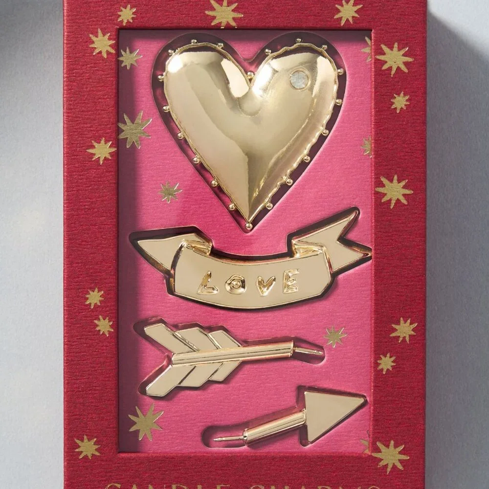NWT ANTHROPOLOGIE Candle Charms NEW Love Heart Crystal Arrow Gift Gold